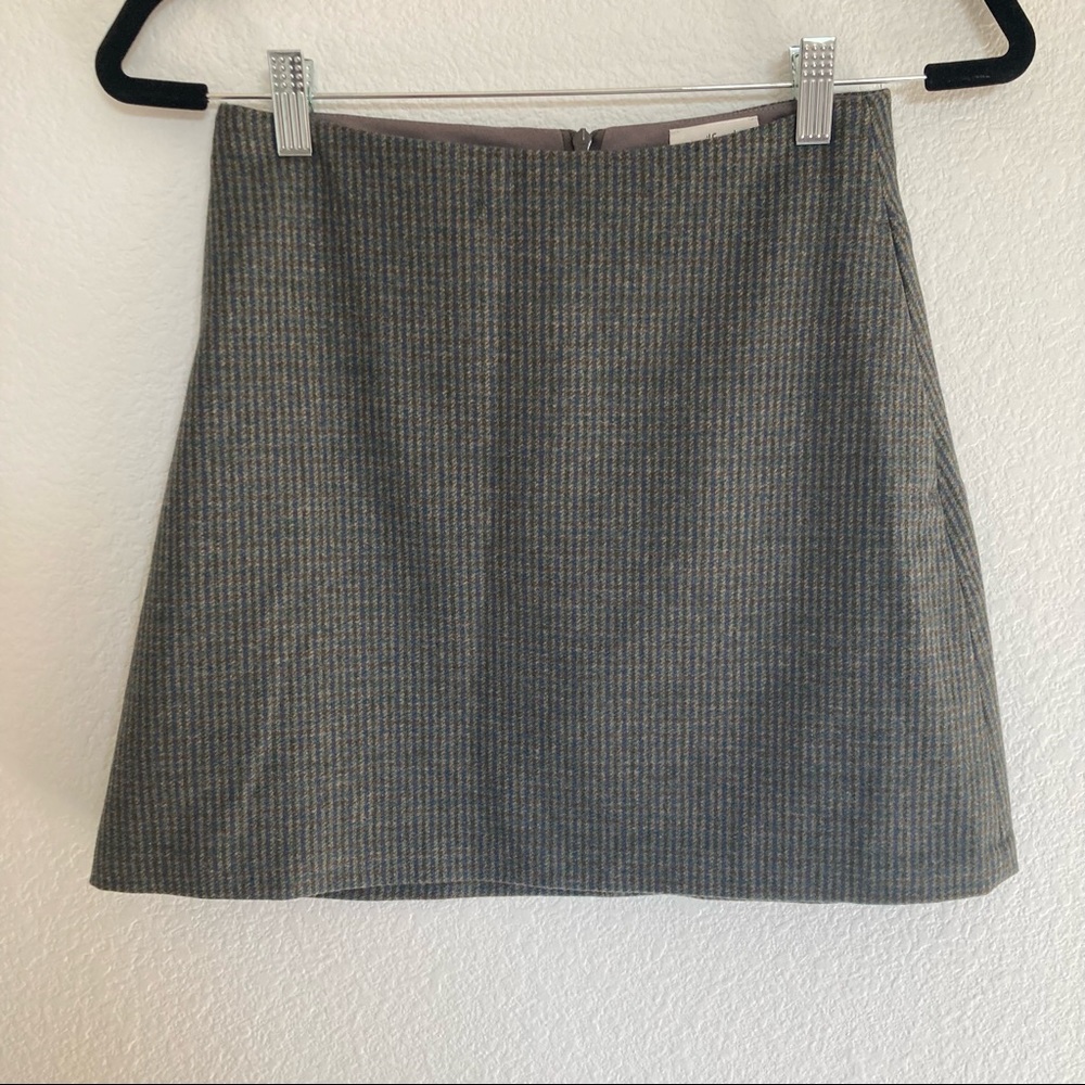 Wilfred Aritzia Green and Blue Plaid Wool Mini Skirt Size 2